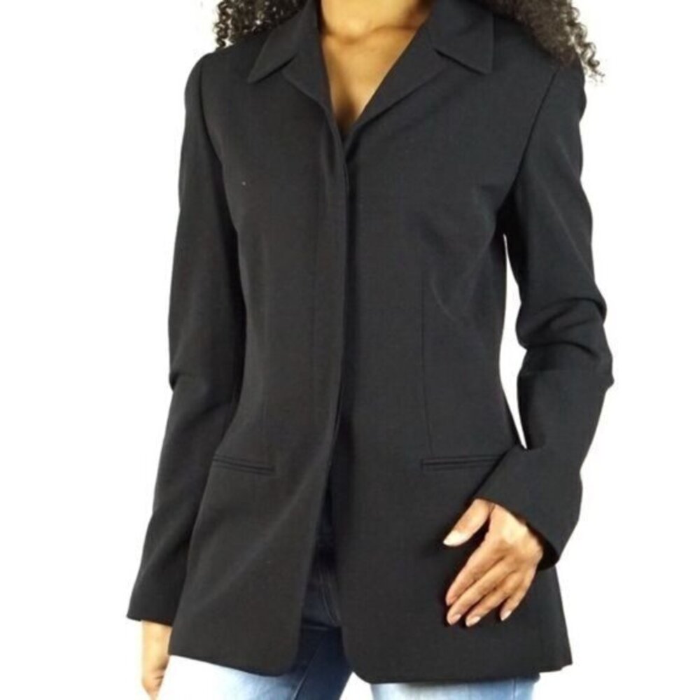 Linda Allard Ellen Tracy Wool Hidden Button Blazer